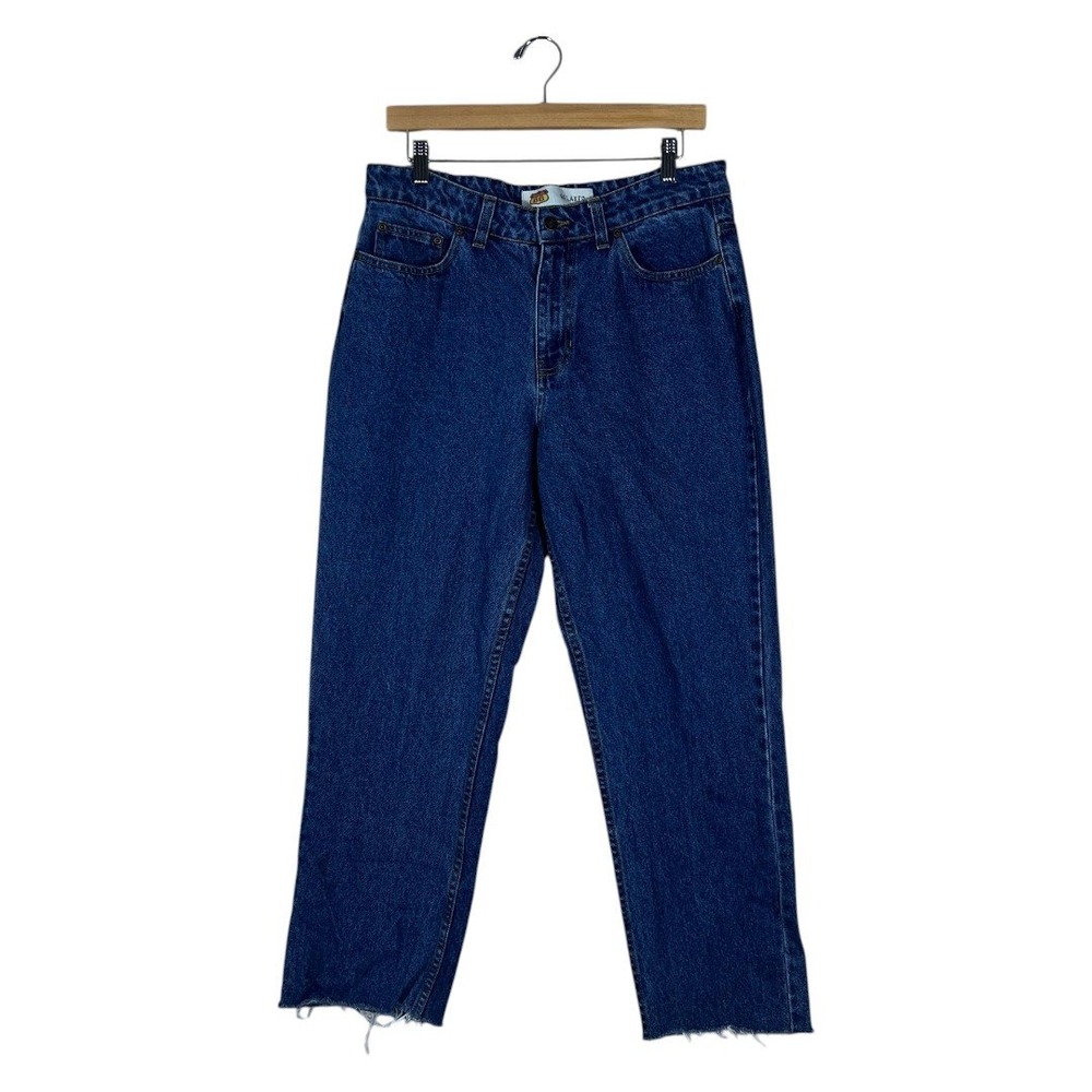 Route 66 Relaxed Solid Jeans Blue Vintage Raw Hem Straight Leg Size 12